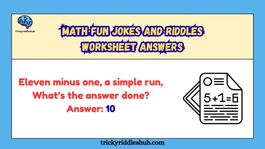 Math Fun Jokes and Riddles Worksheet Answers